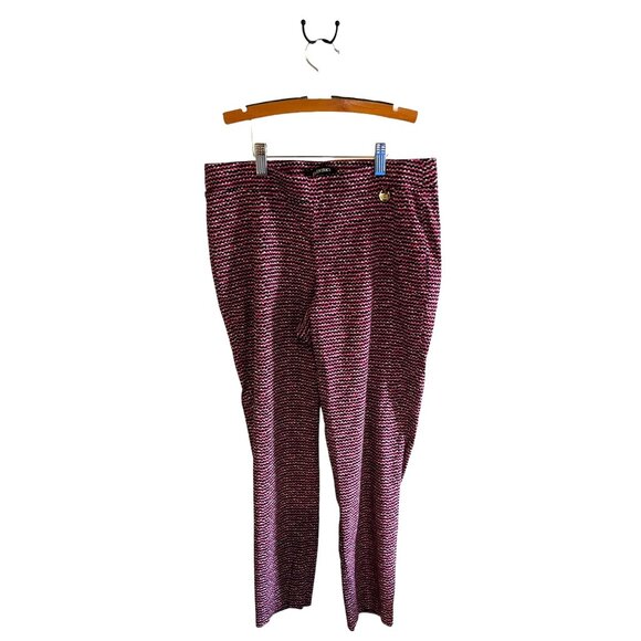 Ellen Tracy Womens Pink & Black Houndstooth Pattern Straight-Leg Pants Size 10 - Picture 6 of 9